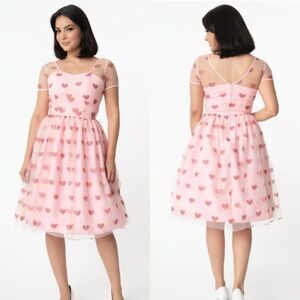 Valentines Day Magnolia Place Light Pink & Sparkling Hearts Dorothy Swing Dress
